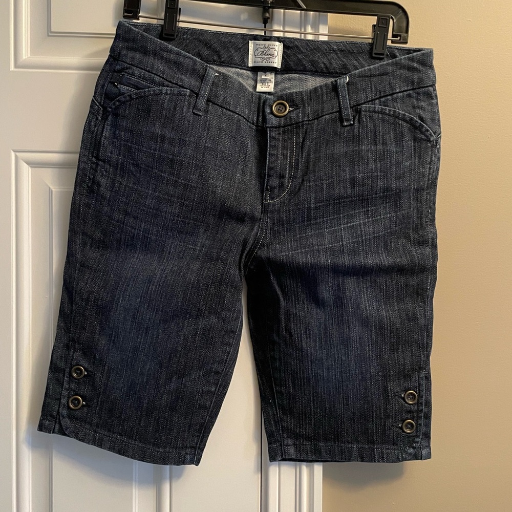 White House Black Market Blue Bermuda Shorts with Buttons on Sides
